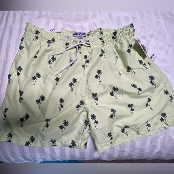 Trunks Surf & Swim Co Sano Swim Shorts Men's Size XXL Chambray Palms Green - Picture 4 of 14